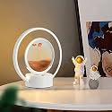 Dratal Quicksand Painting, Moving Sand Art Picture with Table Lamp Dimmable Reading Light, Round Glass 3D Deep Sea Sandscape in Motion Display Fluid Sand Frame (Orange)
