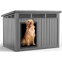 DRATO Large Dog House Outdoor for Indoor, Gray, 42.87 * 32.95 * 31.61 in