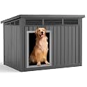 DRATO Large Dog House Outdoor for Indoor with Weatherproof & Removable Roof,Fits Small to Large (Black, 42.87 * 32.95 * 31.61'')
