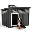 DRATO Small Dog House, Weatherproof Resin Dog House Outdoor with Sloped Roof &amp; Ventilation, Indoor Outdoor Small Dog House for Small Pets,Easy Assemble, (Classic Black, 32.2 * 25.12 * 24.13)