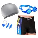 Men Swimming Costume | Shorts | Trunk Goggles Cap 2 Earplug 1 Nose Clip Swimming Kit (28In to 34In Waist Size)