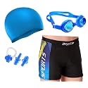 Men Swimming Costume | Shorts | Trunk Goggles Cap 2 Earplug 1 Nose Clip Swimming Kit (28In to 34In Waist Size)