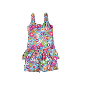 One Piece Girls Synthetic Digital Printed Swimming