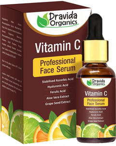 dravida organics bright  glowing vitamin c serum for skin whitening lightening  brightening