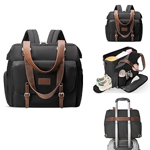 dravina diaper bag for moms with large 10-compartment storage insulated pockets shoe compartment waterproof baby bag  premium leather shoulder strap for on-the-go moms 40cm black