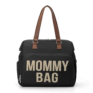 dravina diaper bag for moms with large 14-compartment storage insulated pockets shoe compartment waterproof baby bag  premium leather shoulder strap for on-the-go moms 40cm black