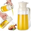 Dravina 2-in-1 Olive Oil Sprayer and Dispenser Bottle, 500ml Glass Oil Spray Bottle with Premium Nozzle for Air Fryer, Roasting and Frying, Cooking, Kitchen Use (650 ml-White)