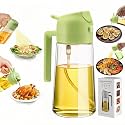 Dravina 2-in-1 Olive Oil Sprayer and Dispenser Bottle, 500ml Glass Oil Spray Bottle with Premium Nozzle for Air Fryer, Roasting and Frying, Cooking, Kitchen Use (500 ml-Green)