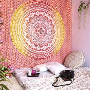 dravy handicrafts floral tapestry mandala ombre tapestry wall hanging bedsheet cotton bedsheet wall tapestry bed wall hanging tapestry green twin 84x54 inches standard 200 tc
