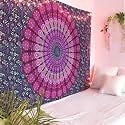 DRAVY HANDICRAFTS Cotton Tapestry Mandala Ombre Bedsheet Wall Hanging (Multicolour, 100x90 Inches)