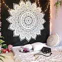 Dravy Handicrafts Floral Tapestry Mandala Ombre Tapestry Wall Hanging Bedsheet Cotton Bedsheet Wall Tapestry Bed Wall Hanging Tapestry (Green, Twin (84X54 Inches)) Standard, 200 TC
