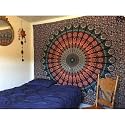 DRAVY HANDICRAFTS Mandala Ombre Cotton Wall Hanging Tapestry (Multicolor, Queen -100x90 Inches)