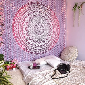 dravy handicrafts tapestry mandala ombre tapestry wall hanging bedsheet cotton bedsheet wall tapestry bed wall hanging tapestry purple queen 100x90 inches
