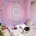 DRAVY HANDICRAFTS Tapestry Mandala Ombre Tapestry Wall Hanging Bedsheet Cotton Bedsheet Wall Tapestry Bed Wall Hanging Tapestry (Purple, Queen (100x90 Inches))