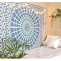 DRAVY HANDICRAFTS Tapestry Mandala Ombre Cotton Bedsheet (Multicolour 5, Twin 84x54 Inches)