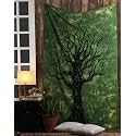 DRAVY HANDICRAFTS Tapestry Mandala Ombre Cotton Bedsheet Wall Hanging (Green 1, Twin-84x54 Inches)