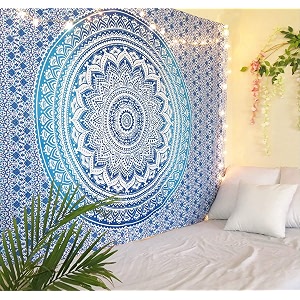 dravy handicrafts floral tapestry mandala ombre tapestry wall hanging bedsheet cotton bedsheet wall tapestry bed wall hanging tapestry green twin 84x54 inches standard 200 tc