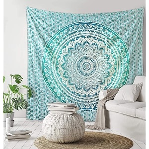 dravy handicrafts tapestry mandala ombre tapestry wall hanging bedsheet cotton bedsheet wall tapestry bed wall hanging tapestry green 1 queen 100x90 inches