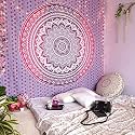 DRAVY HANDICRAFTS Tapestry Mandala Ombre Tapestry Wall Hanging Bedsheet Cotton Bedsheet Wall Tapestry Bed Wall Hanging Tapestry (Purple, Queen (100x90 Inches))