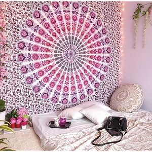 dravy handicrafts tapestry mandala ombre wall hanging cotton bedsheet multicolor 2 twin 84x54 inches