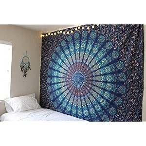 dravy handicrafts floral tapestry mandala ombre tapestry wall hanging bedsheet cotton bedsheet wall tapestry bed wall hanging tapestry green twin 84x54 inches standard 200 tc
