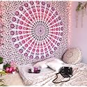 DRAVY HANDICRAFTS Tapestry Mandala Ombre Wall Hanging Cotton Bedsheet (Multicolor 2, Twin 84x54 Inches)