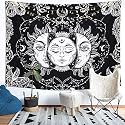 DRAVY HANDICRAFTS Tapestry Tarot Sun Wall Hanging Cotton Wall Hanging Tapestry Wall Hanging (Black, 84X54 Inches)