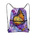 Drawstring Backpack Sports Gym Bags Spring Butterfly Drawstring Bags for Men Women Beach Bag String Bag