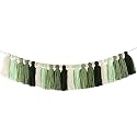 DrCor Sage Green Tassel Garland – Woodland Classroom Decor