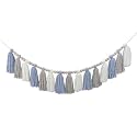 DrCor Coastal Blue White Tassel Garland – Boho Decor