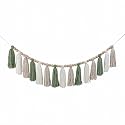 DrCor Sage Green Tassel Garland Boho Wall Hanging Nursery Baby Shower Decor