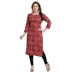 DREAM DZIRE Bandhani Kurti Green in