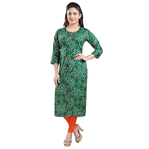 DREAM DZIRE Bandhani Kurti Green in