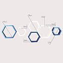Engineered Wood Shoppee Hexagon Shape Floating Wall Shelves for Living Room (Blue and White) - Set of 6