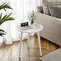 Shoppee Foldable Round Shaped Bed Side Table for Coffee Tea &amp; Living Room Beauty Full Table (Full White, Wood)