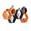 Shoppee Hexagon Shape Set of 6 Floating Wall Shelves and Racks for Living Room (Black &amp; Orange) Engineered Wood