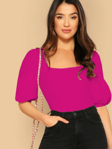 dream beauty fashion casual solid women pink top