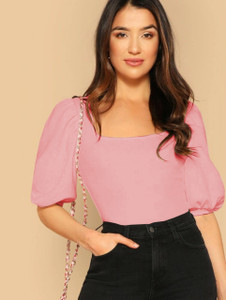dream beauty fashion casual solid women pink top