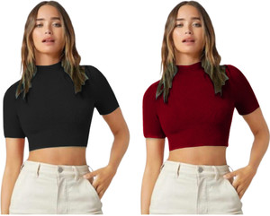 dream beauty fashion pack of 2 casual regular sleeves solid women maroon top