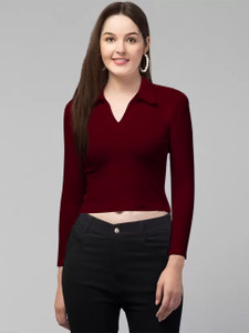 dream beauty fashion casual solid women maroon top