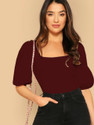 Dream Beauty Fashion Casual Solid Women Maroon Top