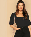 Dream Beauty Fashion Casual Solid Women Black Top