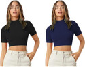 Dream Beauty Fashion Casual Solid Women Dark Blue Top
