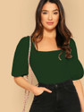 Dream Beauty Fashion Casual Solid Women Dark Green Top