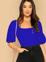 Dream Beauty Fashion Casual Solid Women Blue Top