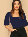 Dream Beauty Fashion Casual Solid Women Dark Blue Top