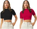 Dream Beauty Fashion Pack of 2 Casual Regular Sleeves Solid Women Pink Top