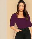 Dream Beauty Fashion Casual Solid Women Purple Top