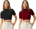 Dream Beauty Fashion Pack of 2 Casual Regular Sleeves Solid Women Maroon Top