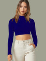 Dream Beauty Fashion Casual Solid Women Blue Top